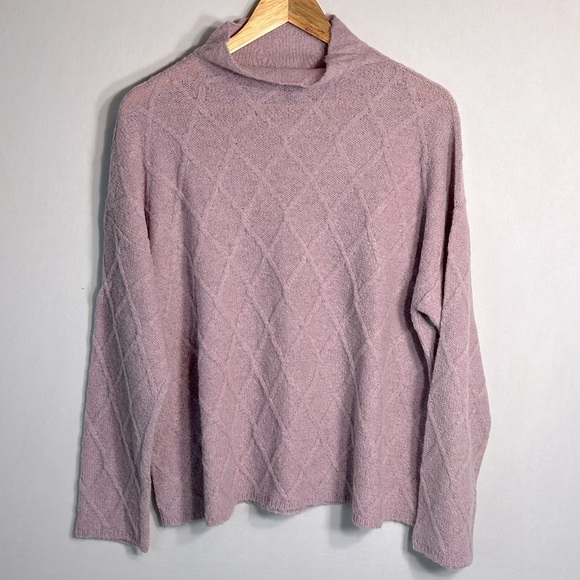 Eileen Fisher Peruvian Alpaca Fluff Funnelneck Sweater in Dusty Pink Size M - Picture 2 of 9